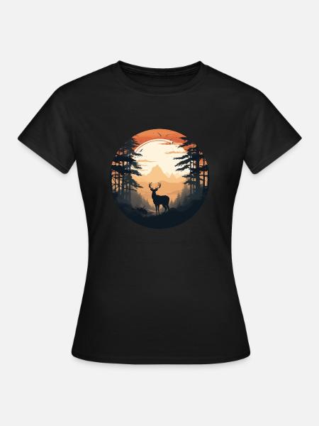 Morgendlicher Wald - Frauen T-Shirt - Schwarz