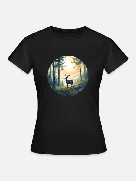Einsame Rehe - Frauen T-Shirt - Schwarz