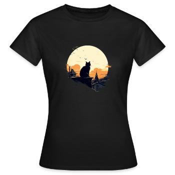 Einsame Katze - Frauen T-Shirt - Schwarz - Vorne - AI Model Female 172 dark (172cm)