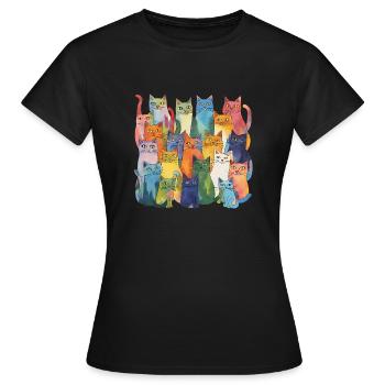Bunte Katzen - Frauen T-Shirt - Schwarz - Vorne - AI Model Female 172 dark (172cm)