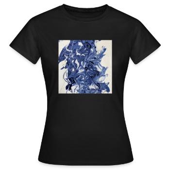 Abstrakt Blau Weiß - Frauen T-Shirt - Schwarz - Vorne - AI Model Female 172 dark (172cm)