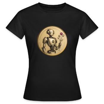ROMANTISCHER ROBOTER - Frauen T-Shirt - Schwarz - Vorne - AI Model Female 172 dark (172cm)