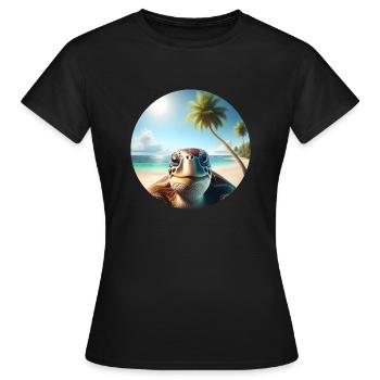 Tortue souriante - T-shirt Femme - noir - Devant - AI Model Female 172 dark (172cm)