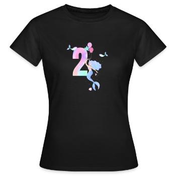 Meerjungfrau zum 2. Jahrestag - Frauen T-Shirt - Schwarz - Vorne - AI Model Female 172 dark (172cm)