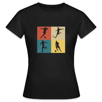 Retro Vintage Fußball - Frauen T-Shirt - Schwarz - Vorne - AI Model Female 172 dark (172cm)
