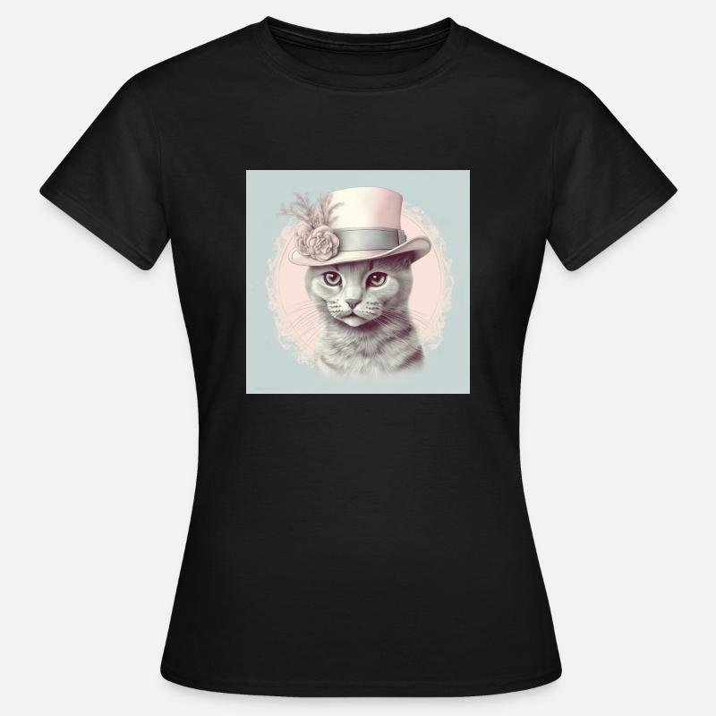 Cat with a hat - Women's T-Shirt - black