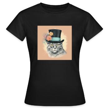 Cat with a hat - Women's T-Shirt - black - Front - AI Model Female 172 dark (172cm)