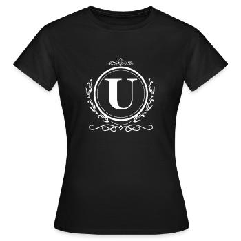 Buchstabe U Dekoration - Frauen T-Shirt - Schwarz - Vorne - AI Model Female 172 dark (172cm)