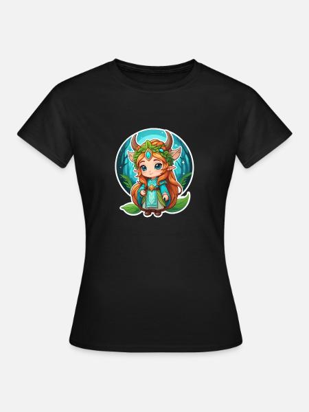 Druide Niedlich Illustration - Frauen T-Shirt - Schwarz