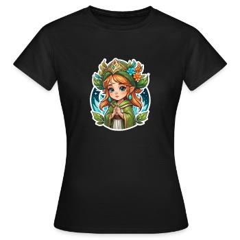 Druide Niedlich Illustration - Frauen T-Shirt - Schwarz - Vorne - AI Model Female 172 dark (172cm)