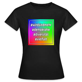 wir sind mehr #vielfalt - Frauen T-Shirt - Schwarz - Vorne - AI Model Female 172 dark (172cm)