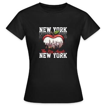 New York Das Big Apple Cartoon Stadtbild - Frauen T-Shirt - Schwarz - Vorne - AI Model Female 172 dark (172cm)