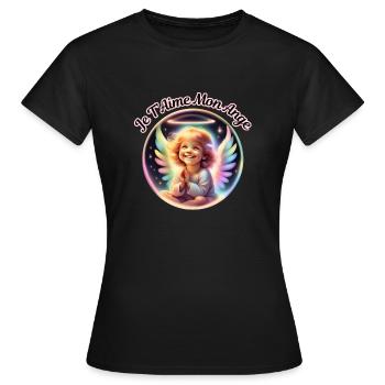 Je T Aime Mon Ange 5 - T-shirt Femme - noir - Devant - AI Model Female 172 dark (172cm)