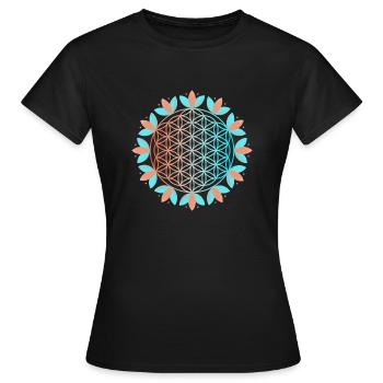Blühende Lebensblume - Frauen T-Shirt - Schwarz - Vorne - AI Model Female 172 dark (172cm)
