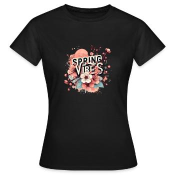 Fleurs d’éveil du printemps avec dicton - T-shirt Femme - noir - Devant - AI Model Female 172 dark (172cm)
