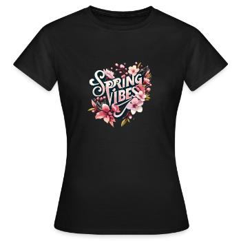 Début du printemps : Splendeur florale - T-shirt Femme - noir - Devant - AI Model Female 172 dark (172cm)