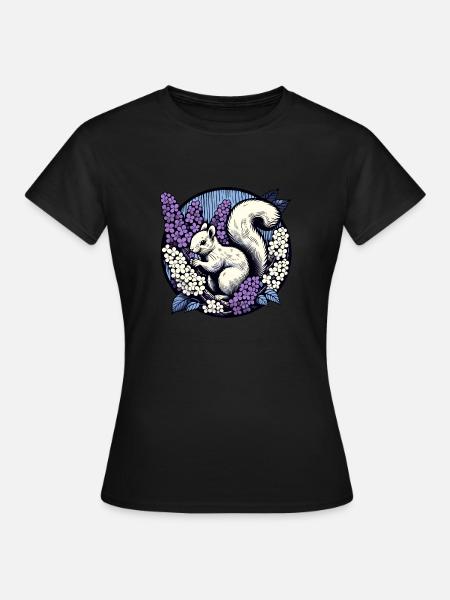 Flieder-Eichhörnchen - Frauen T-Shirt - Schwarz