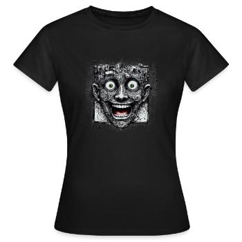 Visage carré heureux - T-shirt Femme - noir - Devant - AI Model Female 172 dark (172cm)