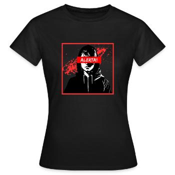 Alerta! Antifa Girl mit Farbspritzern - Frauen T-Shirt - Schwarz - Vorne - AI Model Female 172 dark (172cm)