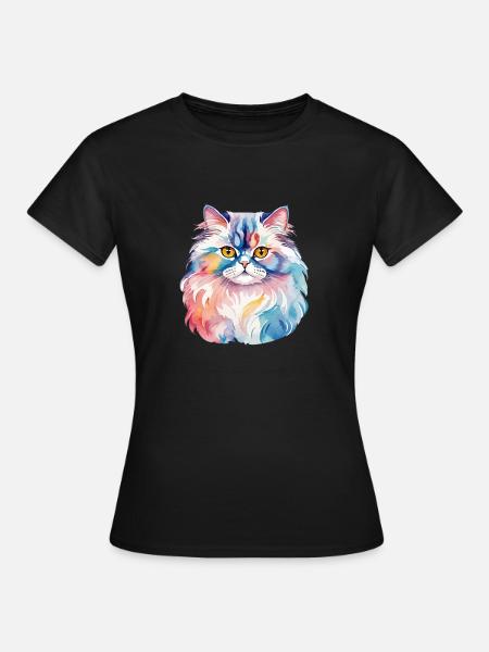 Perserkatze Wasserfarben - Frauen T-Shirt - Schwarz