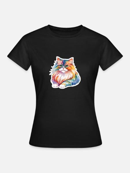 Perserkatze Wasserfarben - Frauen T-Shirt - Schwarz