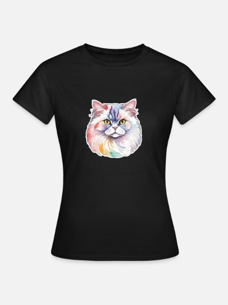 Perserkatze Wasserfarben - Frauen T-Shirt - Schwarz