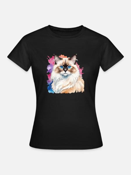 Birmakatze Wasserfarben - Frauen T-Shirt - Schwarz