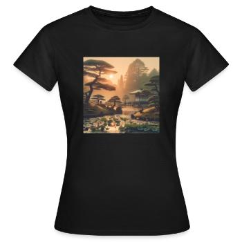 Japon Bonsaï Vintage - T-shirt Femme - noir - Devant - AI Model Female 172 dark (172cm)