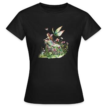 Fantaisie Fée Magie Conte de Fées Fille Nature Été - T-shirt Femme - noir - Devant - AI Model Female 172 dark (172cm)