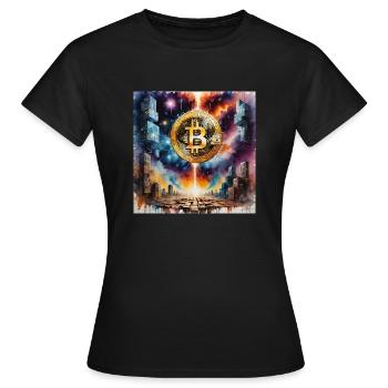Bitcoin Blocks Art - Frauen T-Shirt - Schwarz - Vorne - AI Model Female 172 dark (172cm)