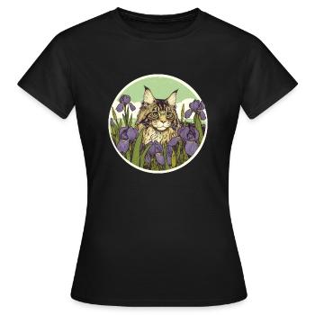 Brown Tabby Cat Iris - Women's T-Shirt - black - Front - AI Model Female 172 dark (172cm)