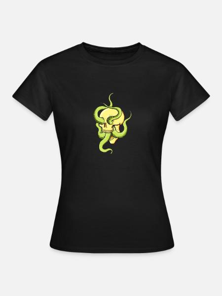 Schädel mit Tentakeln - Frauen T-Shirt - Schwarz