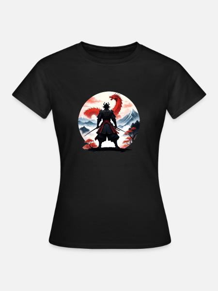 Samurai Japan Drachen Landschaft - Frauen T-Shirt - Schwarz