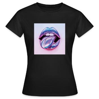 lèvres avec langue tendue - T-shirt Femme - noir - Devant - AI Model Female 172 dark (172cm)