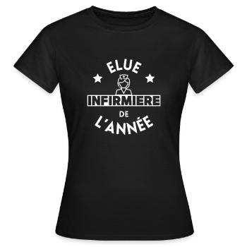 Élue infirmière de l'année - T-shirt Femme - noir - Devant - AI Model Female 172 dark (172cm)