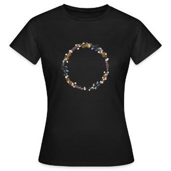 Couronne de fleurs sauvages, personnalisable - T-shirt Femme - noir - Devant - AI Model Female 172 dark (172cm)