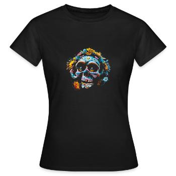 Skull flowers calavera - T-shirt Femme - noir - Devant - AI Model Female 172 dark (172cm)