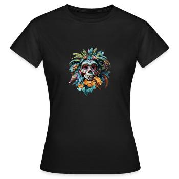 Einheimischer Schädel - Frauen T-Shirt - Schwarz - Vorne - AI Model Female 172 dark (172cm)