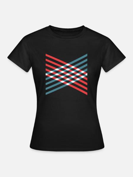 rote und blaue Linien - Frauen T-Shirt - Schwarz