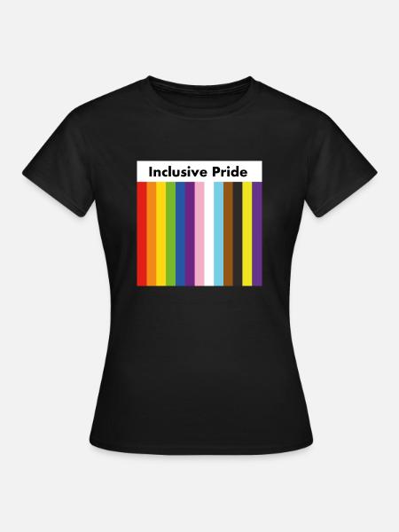 Inclusive Progress Pride Flaggenstreifen - Frauen T-Shirt - Schwarz