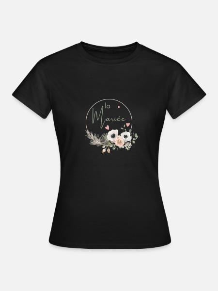Brautkrone Boho Blumen - Frauen T-Shirt - Schwarz
