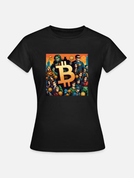 Bitcoin comic theme - Frauen T-Shirt - Schwarz