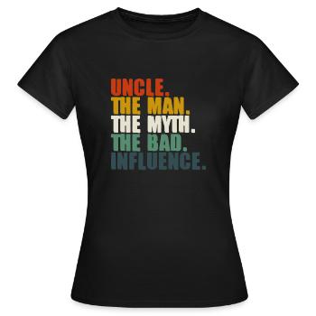ONCLE L’HOMME LE MYTHE LA MAUVAISE INFLUENCE - T-shirt Femme - noir - Devant - AI Model Female 172 dark (172cm)