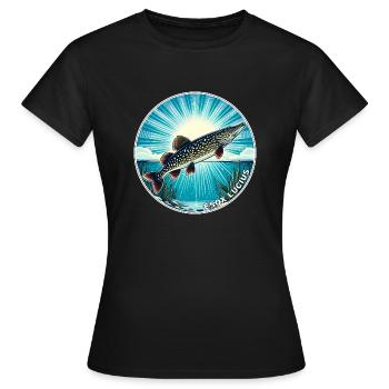 Hecht Angeln Fisch Raubfisch - Frauen T-Shirt - Schwarz - Vorne - AI Model Female 172 dark (172cm)