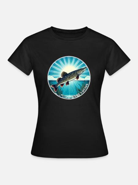 Hecht Angeln Fisch Raubfisch - Frauen T-Shirt - Schwarz