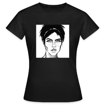 Frauengesicht mit schönen Augen s/w - Frauen T-Shirt - Schwarz - Vorne - AI Model Female 172 dark (172cm)