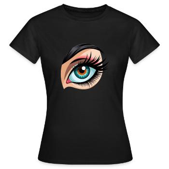 Illustration détaillée de l’œil humain Cils colorés I - T-shirt Femme - noir - Devant - AI Model Female 172 dark (172cm)