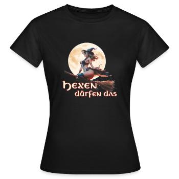 Witches are allowed to do that 2024 01 - Women's T-Shirt - black - Front - AI Model Female 172 dark (172cm)