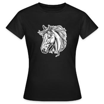 Horse Horse Racing Horse Head - T-shirt Femme - noir - Devant - AI Model Female 172 dark (172cm)