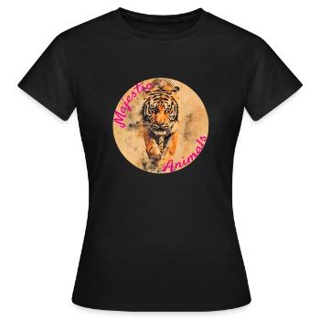 Majestic Animals: Stalking Tiger - Women's T-Shirt - black - Front - AI Model Female 172 dark (172cm)
